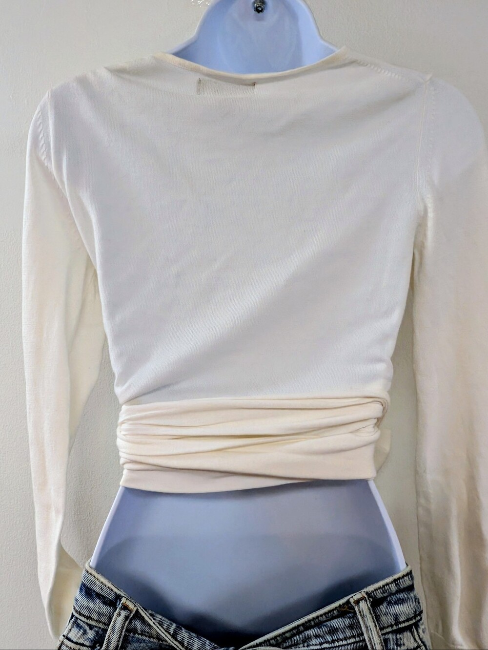 Express Cream Wrap Tie Front Blouse - Picture 4 of 5